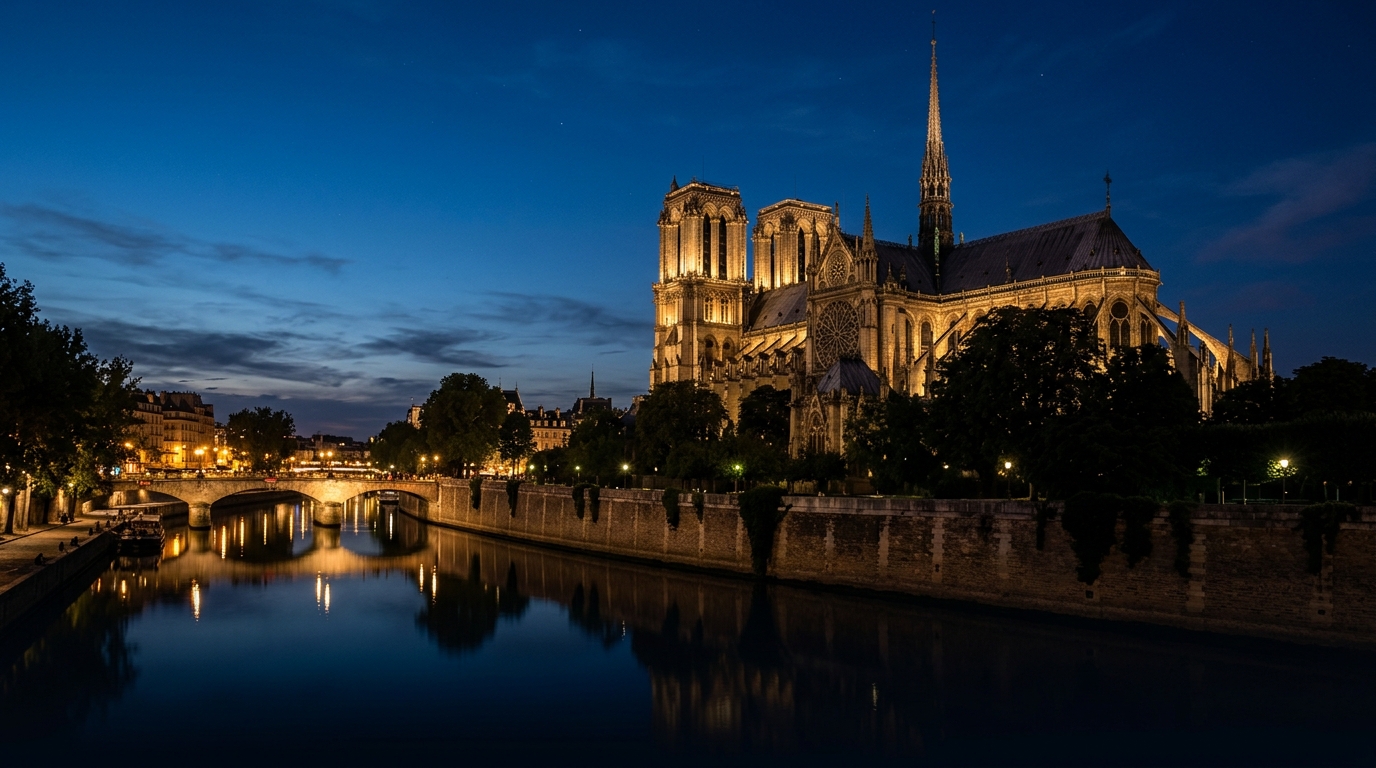 European Cathedral Skyline at Twilight